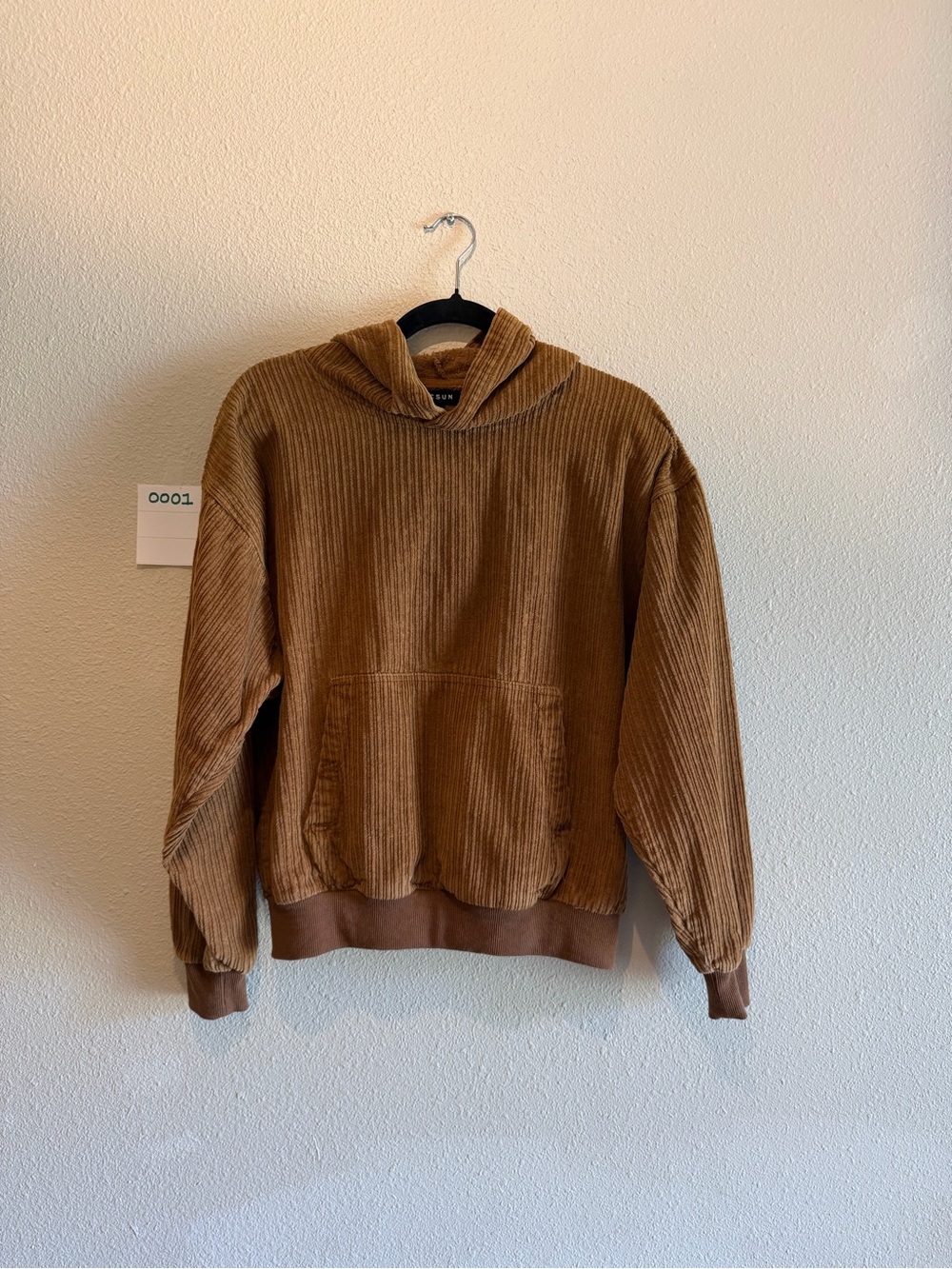 PACSUN Corduroy Hooded Pullover Sweater in Brown, Unisex —- 0001